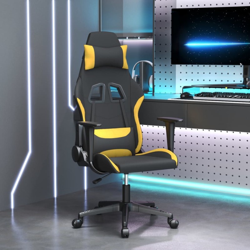 Sedia da Gaming Nera e Gialla in Tessuto Sedia da Gaming Nera e Gialla in Tessuto