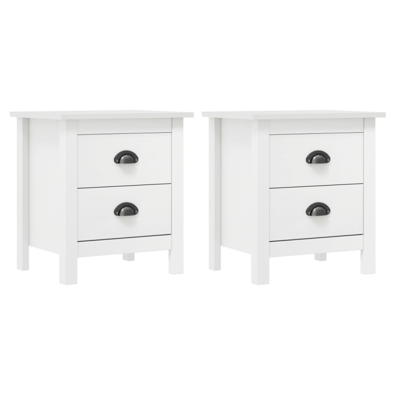 Comodini Hill Bianchi 2 pz 46x35x49,5 cm Legno Massello di Pino Comodini Hill Bianchi 2 pz 46x35x49,5 cm Legno Massello di Pino