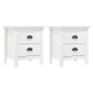 Comodini Hill Bianchi 2 pz 46x35x49,5 cm Legno Massello di Pino Comodini Hill Bianchi 2 pz 46x35x49,5 cm Legno Massello di Pino