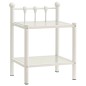Comodini 2 pz in Metallo Bianco e Vetro Trasparente Comodini 2 pz in Metallo Bianco e Vetro Trasparente