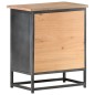 Comodino Grigio 40x30x50 cm in Legno Massello di Acacia Comodino Grigio 40x30x50 cm in Legno Massello di Acacia