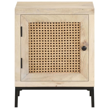 vidaXL Comodino 40x30x50 cm Legno Massello di Mango e Canna Naturale