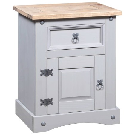 Comodino in Legno di Pino Messicano Corona Grigio 53x39x67 cm