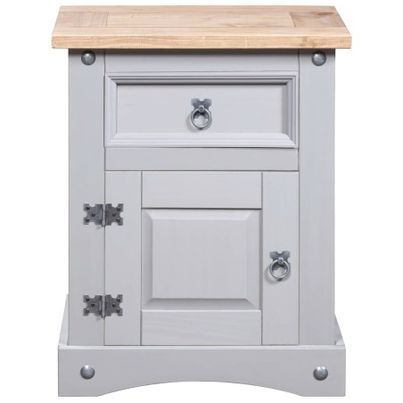 Comodino in Legno di Pino Messicano Corona Grigio 53x39x67 cm