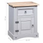 Comodino in Legno di Pino Messicano Corona Grigio 53x39x67 cm