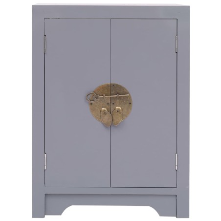 Comodino Grigio 38x28x52 cm in Legno di Paulownia