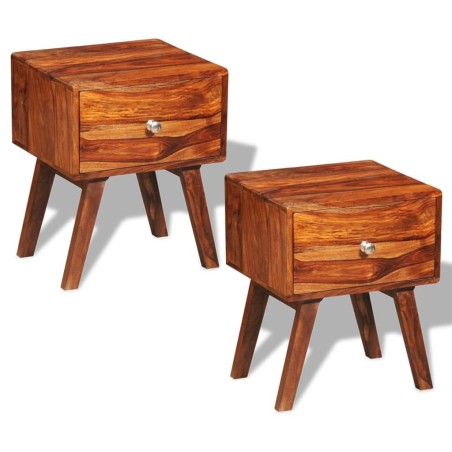 Comodini 2 pz con 1 Cassetto 55 cm Legno Massello di Sheesham