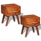 Comodini 2 pz con 1 Cassetto 55 cm Legno Massello di Sheesham Comodini 2 pz con 1 Cassetto 55 cm Legno Massello di Sheesham