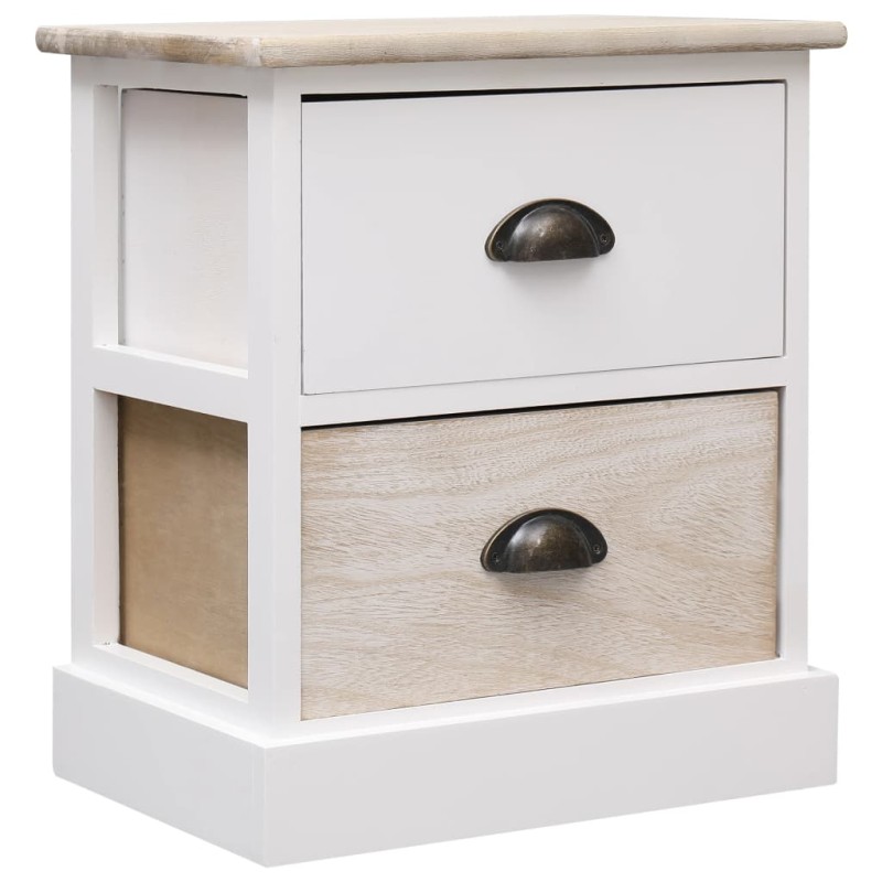 Comodino Bianco e Naturale 38x28x45 cm in Legno di Paulonia Comodino Bianco e Naturale 38x28x45 cm in Legno di Paulonia
