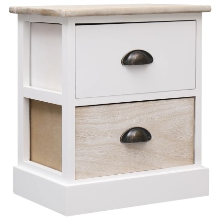 Comodino Bianco e Naturale 38x28x45 cm in Legno di Paulonia