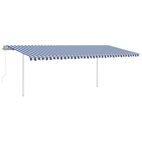 vidaXL Tenda da Sole Retrattile Automatica con Pali 6x3 m Blu e Bianca