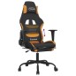 Sedia da Gaming con Poggiapiedi Nero e Arancione in Tessuto Sedia da Gaming con Poggiapiedi Nero e Arancione in Tessuto