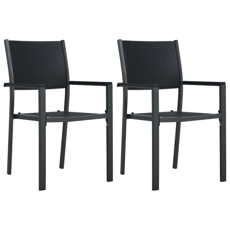 Sedie da Giardino 2 pz Nere in Plastica Stile Rattan Sedie da Giardino 2 pz Nere in Plastica Stile Rattan