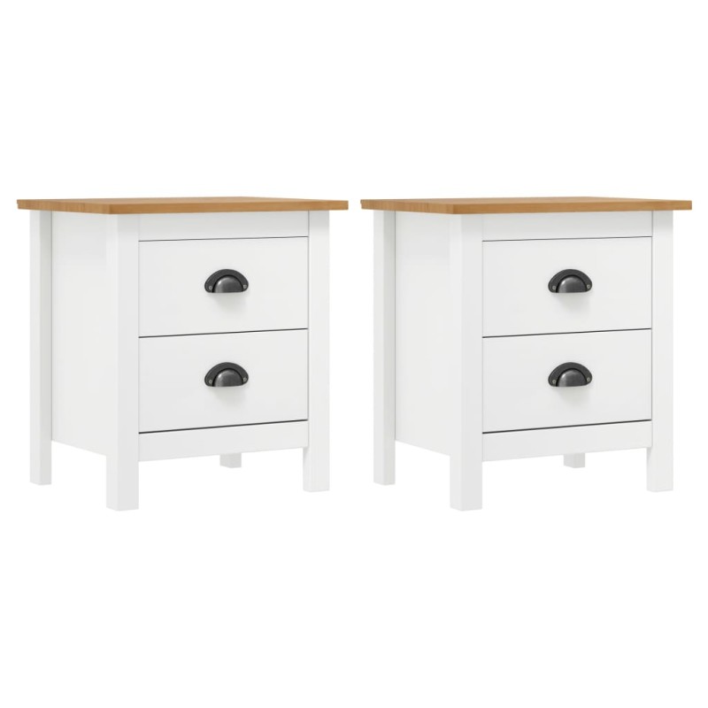 vidaXL Comodini Hill Bianchi 2 pz 46x35x49,5 cm Legno Massello di Pino vidaXL Comodini Hill Bianchi 2 pz 46x35x49,5 cm Legno Massello di Pino