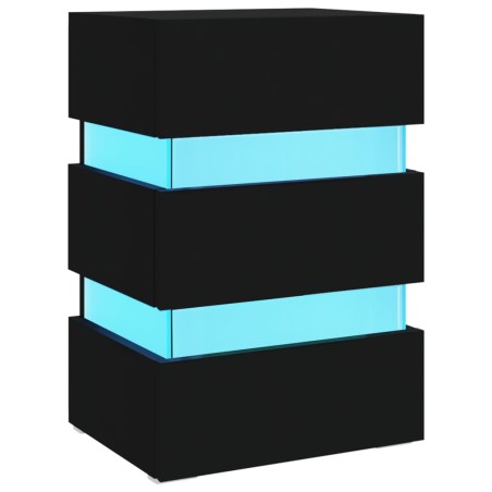 Comodino Nero con Luci LED 45x35x67 cm in Truciolato