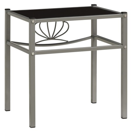 Comodini 2 pz Grigio e Nero in Metallo e Vetro