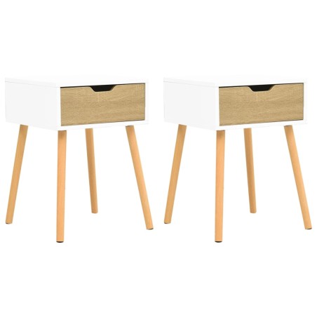 Comodini 2 pz Bianco e Rovere 40x40x56 cm in Truciolato