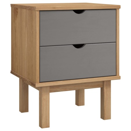 Comodino OTTA Marrone e Grigio 46x39,5x57 cm in Legno di Pino