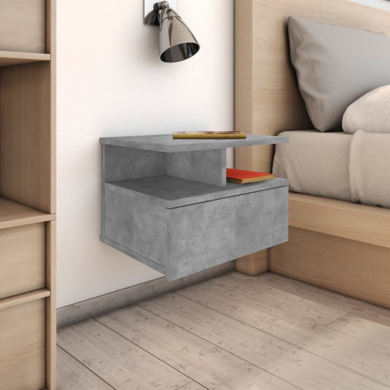 Comodini Pensili 2 pz Grigio Calcestruzzo 40x31x27cm Truciolato Comodini Pensili 2 pz Grigio Calcestruzzo 40x31x27cm Truciolato