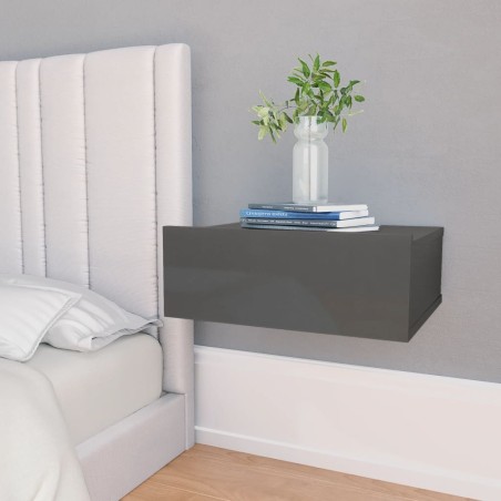 Comodini Pensili 2 pz Grigio Lucido 40x30x15 cm Truciolato