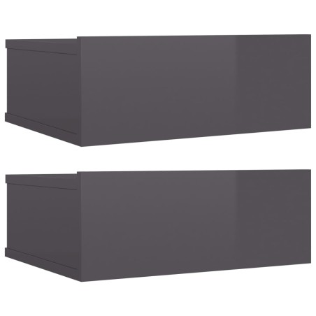 Comodini Pensili 2 pz Grigio Lucido 40x30x15 cm Truciolato