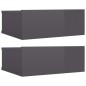 Comodini Pensili 2 pz Grigio Lucido 40x30x15 cm Truciolato Comodini Pensili 2 pz Grigio Lucido 40x30x15 cm Truciolato