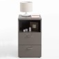 FMD Comodino con 2 Cassetti e Scomparto Aperto Grigio Lava FMD Comodino con 2 Cassetti e Scomparto Aperto Grigio Lava
