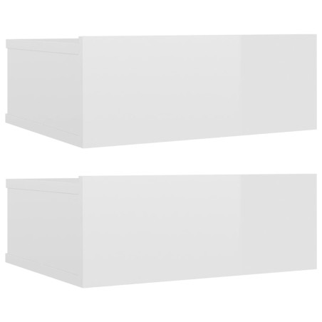 Comodini Pensili 2 pz Bianco Lucido 40x30x15 cm Truciolato