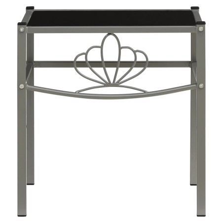 Comodino Grigio e Nero 42,5x33x44,5 cm in Metallo e Vetro