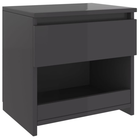 Comodino Grigio Lucido 40x30x39 cm in Truciolato