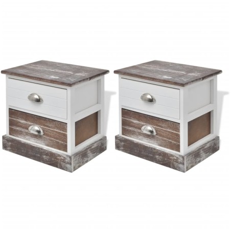 Comodini 2 pz Marrone e Bianco