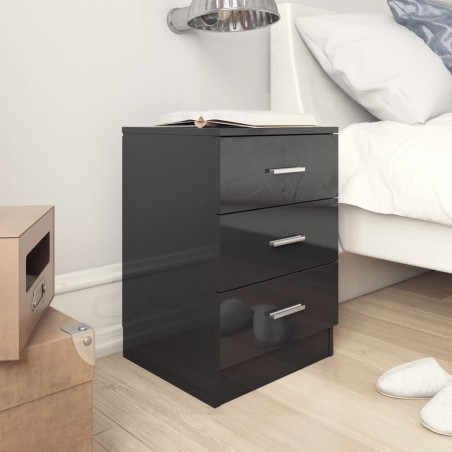 Comodini 2 pz Nero Lucido 38x35x56 cm in Truciolato