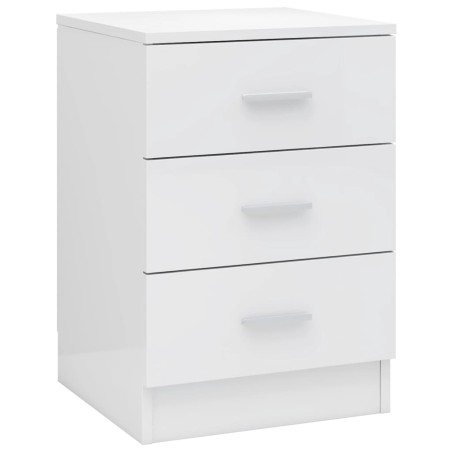 vidaXL Comodino Bianco Lucido 38x35x56 cm in Legno Multistrato