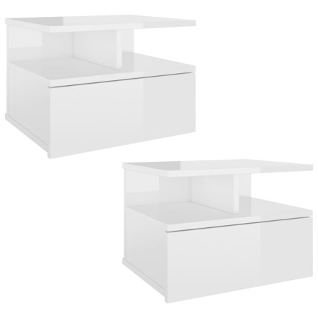 Comodini Pensili 2 pz Bianco Lucido 40x31x27 cm in Truciolato