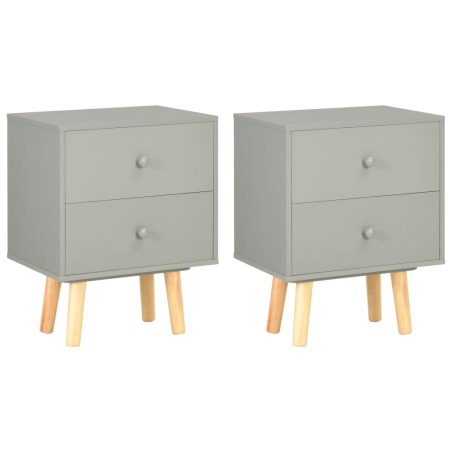 vidaXL Comodini 2 pz Grigi 40x30x50 cm Legno Massello di Pino