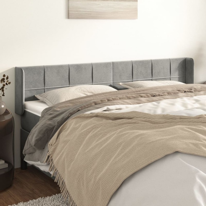 Testiera ad Orecchio Grigio Chiaro 183x16x78/88 cm in Velluto Testiera ad Orecchio Grigio Chiaro 183x16x78/88 cm in Velluto