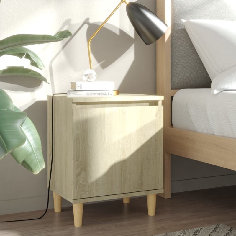 Comodini con Gambe in Legno Massello 2 pz Rovere 40x30x50 cm Comodini con Gambe in Legno Massello 2 pz Rovere 40x30x50 cm