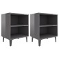 Comodini con Gambe in Metallo 2 pz Grigio Lucido 40x30x50 cm Comodini con Gambe in Metallo 2 pz Grigio Lucido 40x30x50 cm