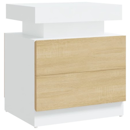 Comodino Bianco e Rovere Sonoma 45x35x52 cm in Truciolato