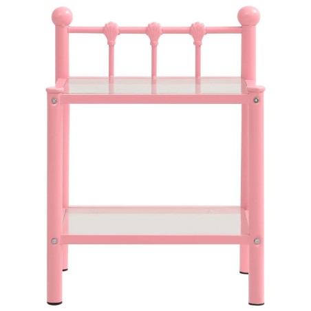 Comodino Rosa e Trasparente 45x34,5x60,5 cm in Metallo e Vetro