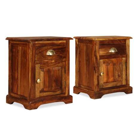 Comodini Set 2 pz 40x30x50 cm in Legno Massello di Sheesham