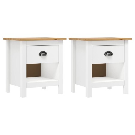 Comodini Hill 2 pz 46x35x49,5 cm Legno Massello di Pino