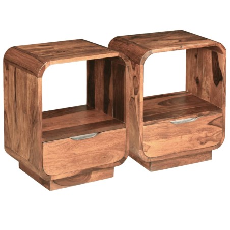 Comodino con Cassetto in Legno Massello di Sheesham 40x30x50 cm