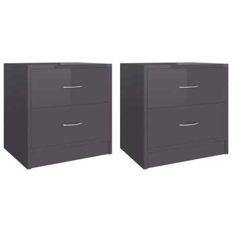 Comodini 2 pz Grigio Lucido 40x30x40 cm in Truciolato