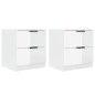 Comodini 2 pz Bianco Lucido in Legno Multistrato