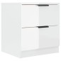Comodini 2 pz Bianco Lucido in Legno Multistrato
