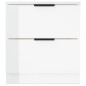 Comodini 2 pz Bianco Lucido in Legno Multistrato