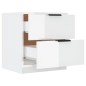 Comodini 2 pz Bianco Lucido in Legno Multistrato