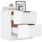 Comodini 2 pz Bianco Lucido in Legno Multistrato
