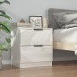 Comodini 2 pz Bianco Lucido in Legno Multistrato